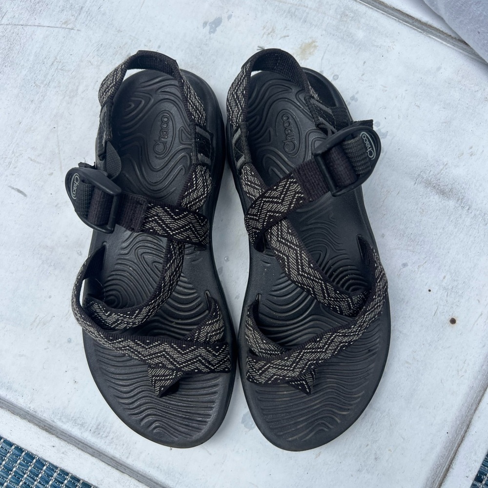 Chaco Black and Tan Strapped Sandals